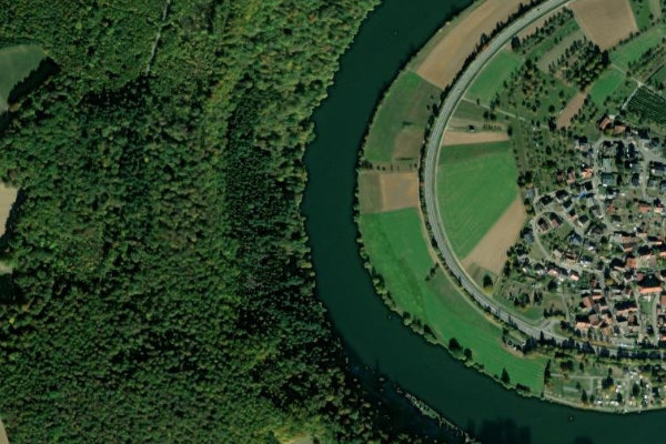 Satellitenbild der Umgebung von Neckar (Binau)