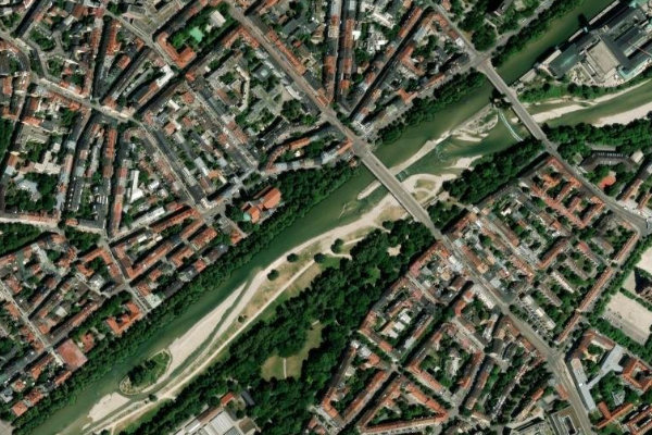 Satellitenbild der Umgebung von Isar (München)