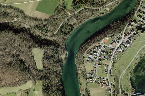Satellitenbild der Umgebung von Rhein (Jestetten)
