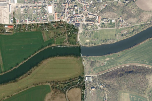 Satellitenbild der Umgebung von Saale (Salzmünde-Brachwitz)