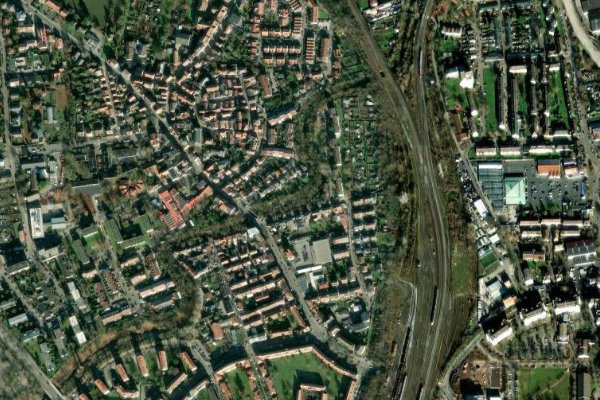 Satellitenbild der Umgebung von Pfrimm (Worms)