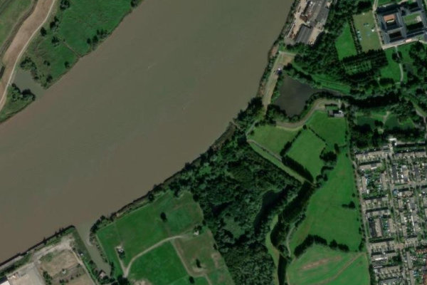 Satellitenbild der Umgebung von Rupel (Schelle)
