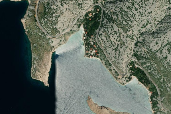 Δορυφορική εικόνα της περιοχής γύρω από Rudelić Draga