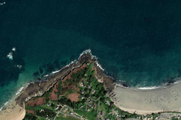 Δορυφορική εικόνα της περιοχής γύρω από Pointe du Corbeau