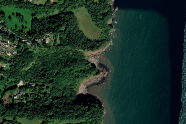 Δορυφορική εικόνα της περιοχής γύρω από Watcombe Head