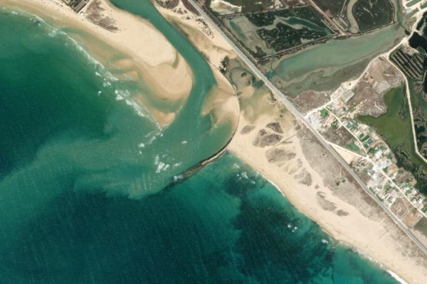 Satellite image of the area around Río Barbate