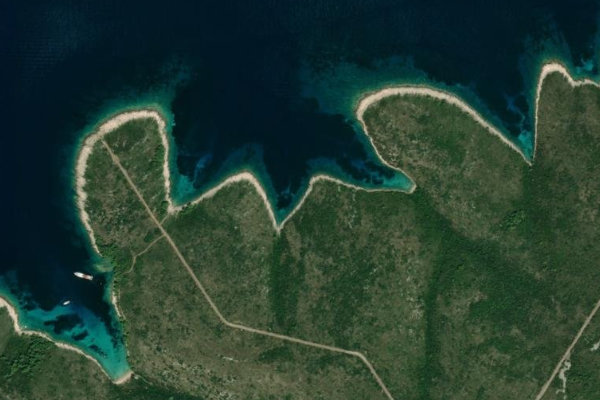 Satellite image of the area around Lovišće