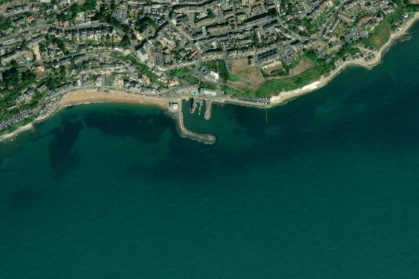 Satellite image of the area around Bean Rock