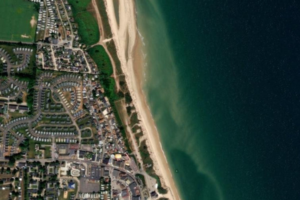 Satellite image of the area around Hemsby Beach