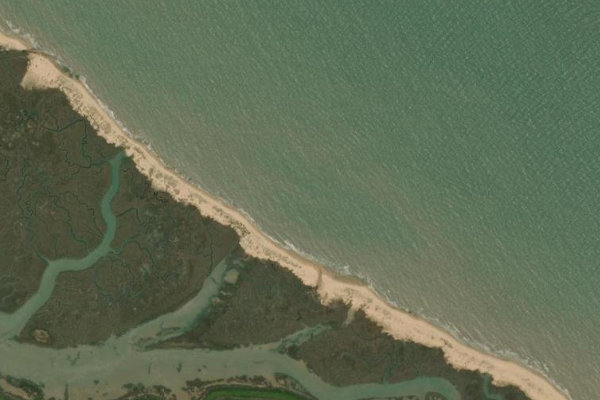 Satellite image of the area around The Naze