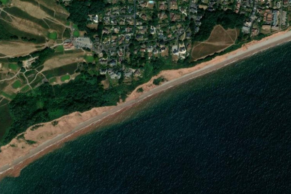 Satellite image of the area around Budleigh Salterton Beach