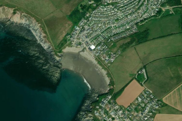 Satellite image of the area around Challaborough Beach