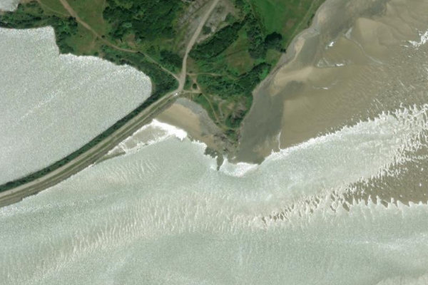 Satellite image of the area around Hodbarrow Point