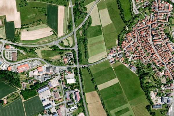 Satellite image of the area around Baunach (Ebern)