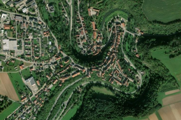 Satellite image of the area around Eyach (Haigerloch)