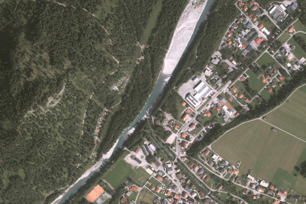 Satellite image of the area around Lech (Stanzach)