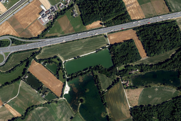 Satellite image of the area around Poseidon Teich (Amstetten)