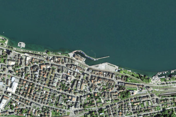 Satellite image of the area around Rorschach – Hafen