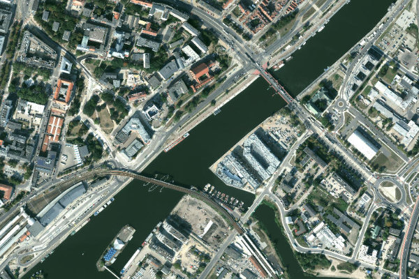 Satellite image of the area around Westoder (Stettin)