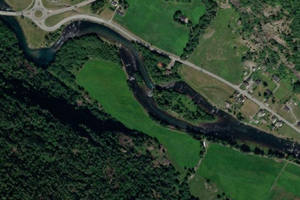 Satellite image of the area around Aurlandselvi