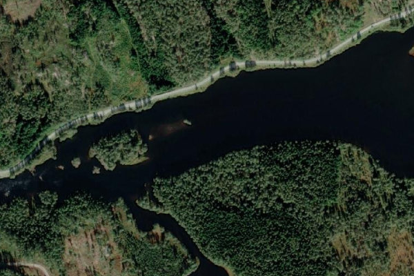 Satellite image of the area around Mandalselva
