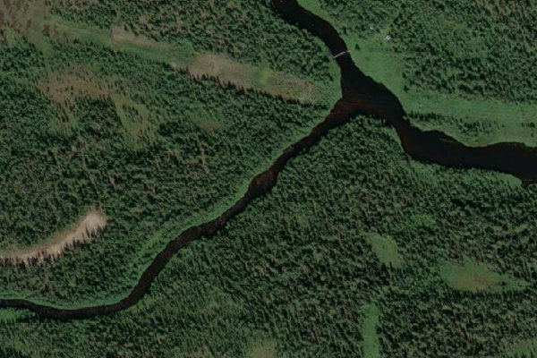 Satellite image of the area around Leipojoki