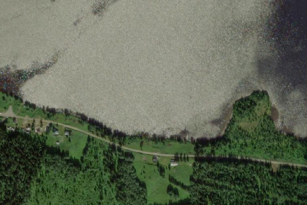 Satellite image of the area around Björkvattnet