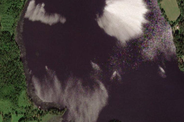 Satellite image of the area around Bodanäsasjön