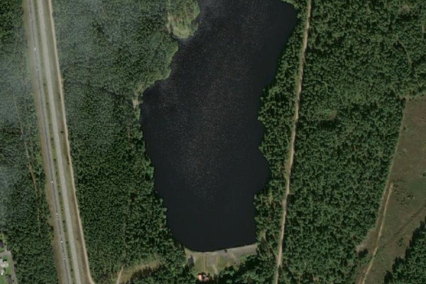 Satellite image of the area around Fågelforsdammen