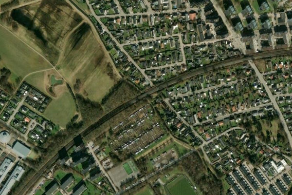 Satellite image of the area around Store Vejleå