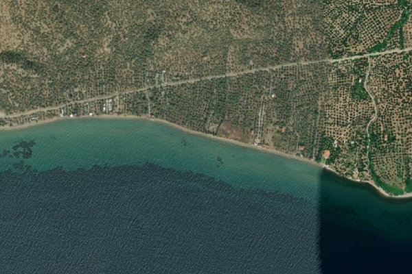 Satellite image of the area around Zeus Beach