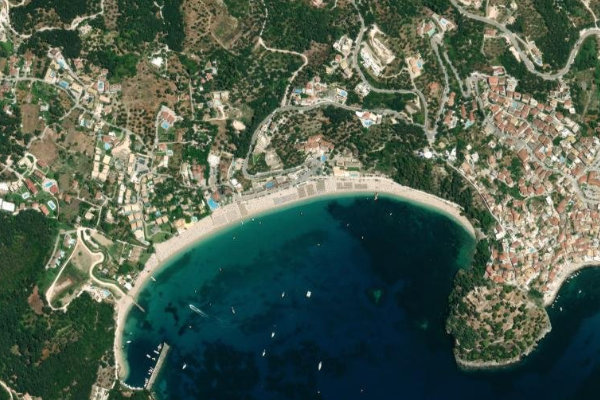 Satellite image of the area around Valtos Beach