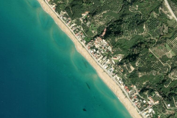 Satellite image of the area around Paralia Vrachou