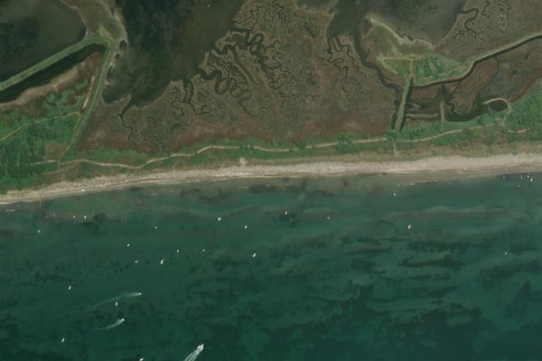 Imagen de satélite del entorno de Lignano Sabbiadoro · sector de humedal