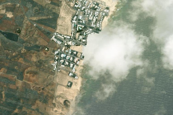 Imagen de satélite del entorno de Arrecife · sector de costa mixta