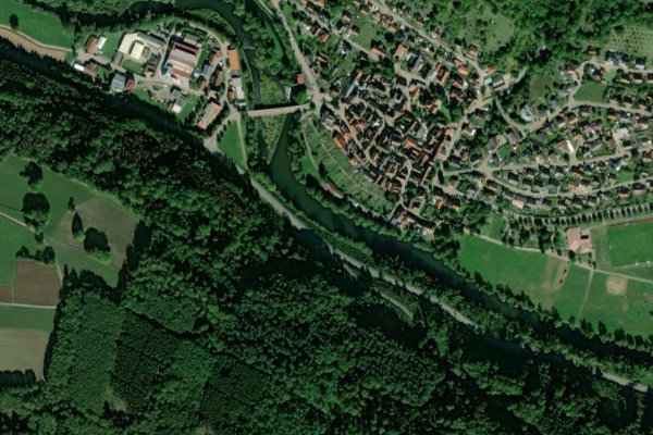 Imagen de satélite del entorno de Kocher (Sindringen)