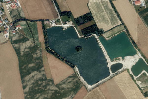 Imagen de satélite del entorno de Angelsee Ranftl (Mühlheim am Inn)