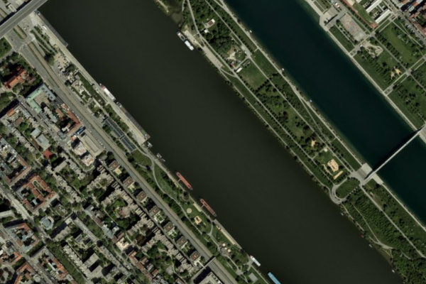 Imagen de satélite del entorno de Donau Wien