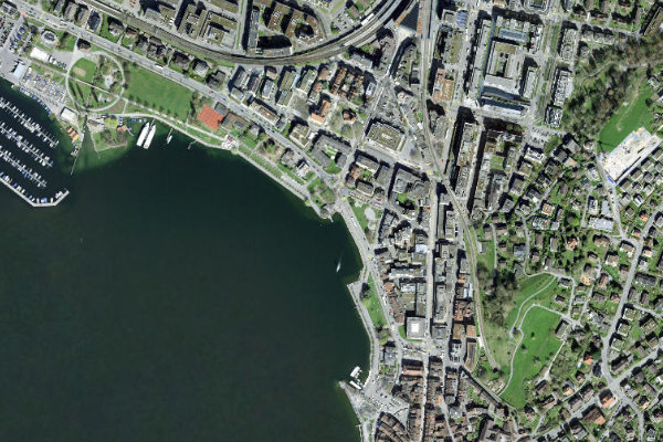 Imagen de satélite del entorno de Zug – Seeufer / Hafen