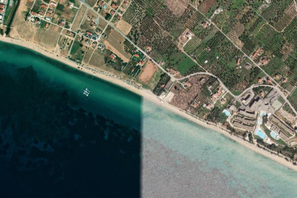 Imagen de satélite del entorno de Dionisiou Beach