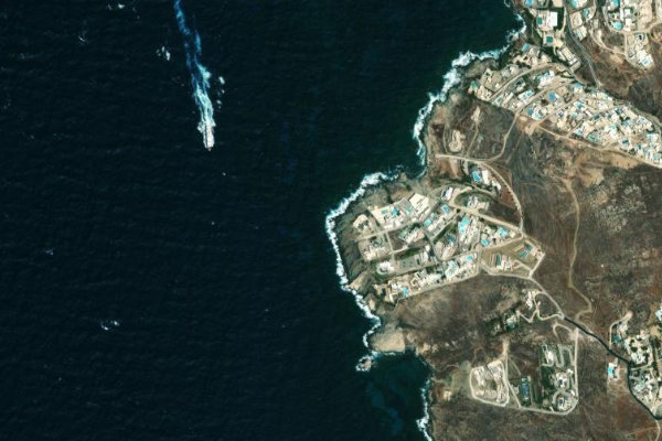 Image satellite des environs de Ákra Ágios Geórgios
