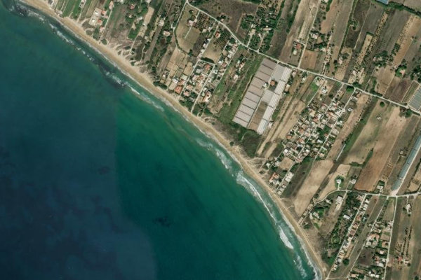 Immagine satellitare dei dintorni di Pachino · settore di spiaggia