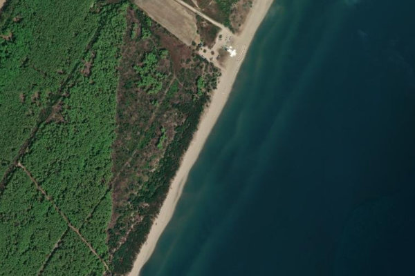 Immagine satellitare dei dintorni di Scanzano Jonico · settore di costa mista