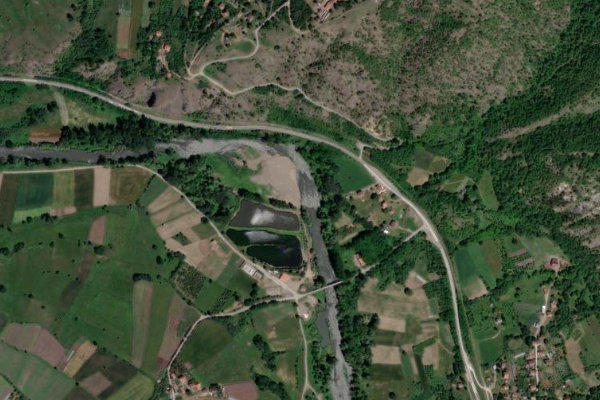 Immagine satellitare dei dintorni di Trebička Reka (Leposaviq)