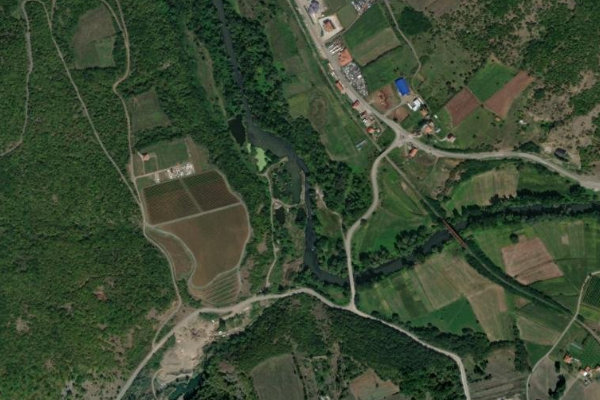 Immagine satellitare dei dintorni di Jošanička Reka (Leposaviq)