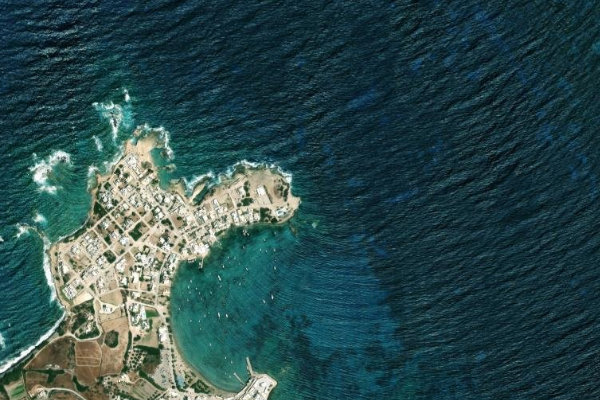 Immagine satellitare dei dintorni di Ákra Pelekoúda