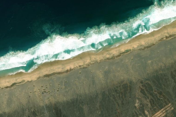 Playa de Cofete çevresinin uydu görüntüsü