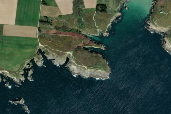 Pointe de Bornor çevresinin uydu görüntüsü