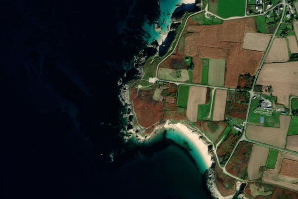 Pointe de Corsen çevresinin uydu görüntüsü