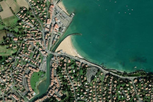 Plage de Socoa çevresinin uydu görüntüsü
